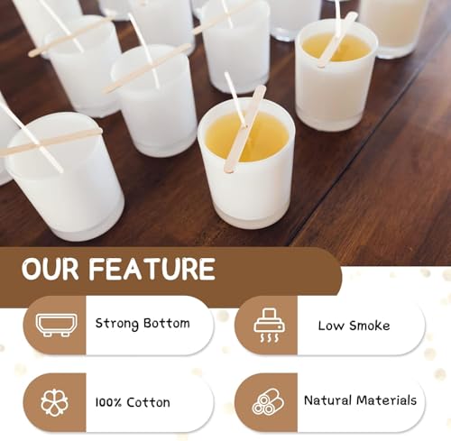 Image of Candle Making Kit, 50 Cotton Wicks 4 inch(10 cm), 54 Wick Stickers, 10 Wooden Wick Holders