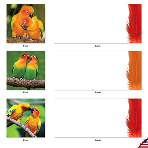 The Best Card Company - 10 Blank Heart Note Cards Boxed (4 x 5.12 Inch) - All Occasion Heartfelt Love Card Assortment - Love Birds MQ4628OCB-B1x10 - Thumbnail 6