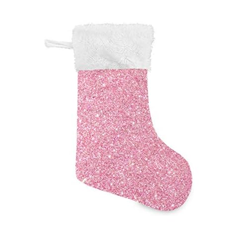 Qilmy Pink Glitter Texture Christmas Stockings Cover