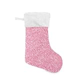 Qilmy Pink Glitter Texture Christmas Stockings Personalized Large Christmas Stocking Cute Snowflake