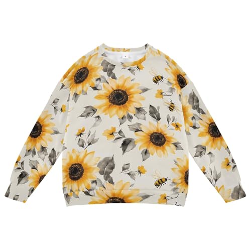 JUNZAN Aesthetic Sunflower Neutral Kids Girls Hoodie Sweatshirt Fleece Boys Sweat Shirt Sports 4T