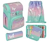 Scooli   EasyStart Schulranzen Set   ergonomischer Tornister für die Grundschule   mehrteiliges Set   Butterfly Wishes
