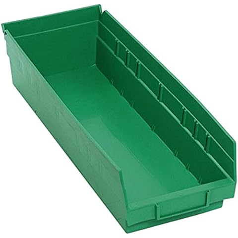 Quantum Storage Systems Quantum Storage QSB104GN 20-Pack 4" Hanging Plastic Shelf Bin Storage Containers, 17-7/8" x 6-5/8" x 4", Green Cover