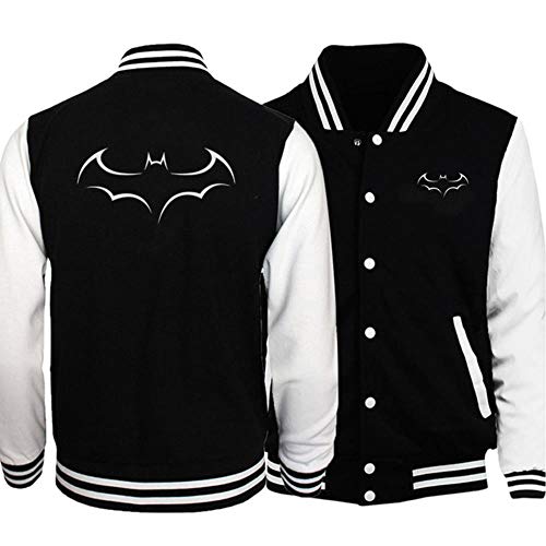 FHKGCD Cool Jacket Bomber Batman Baseball Vêtements Bomber Vestes pour Hommes À Capuche Hip Hop Streetwear, Noir Blanc, 2XL