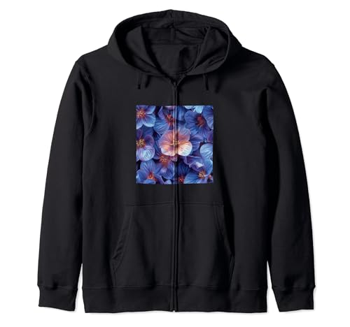 Bergenia Flower Pattern Graphic Zip Hoodie