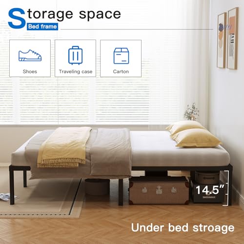 Queen Bed Frame 3200lbs Heavy Duty Metal Platform No Box Spring Needed with Steel Slat Support, Easy Assembly,Noise-Free 16 Inch Queen image 4