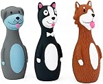 Chiwava 3 Pack 5.7 Inch Squeaky Latex Dog Toys Standing Stick Dog Dog Toy Puppy Fetch Interactive Play for Small Dogs