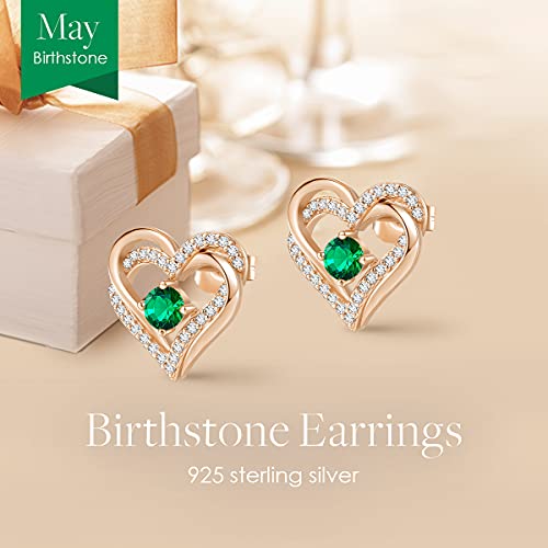 Cde Forever Love Heart Stud Earrings 925 Sterling Silver With Birthstone Zirconia, Anniversary Birthday Jewelry Gifts For Women Wife Her Girls #TOP3