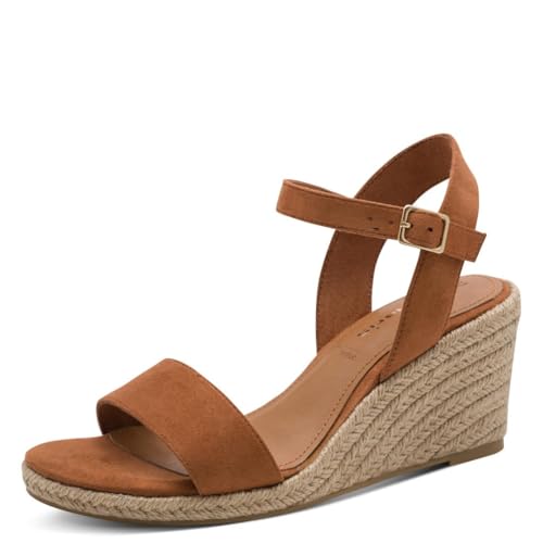 Tamaris Damen Sandalette mit Keilabsatz, braun, 38 EU