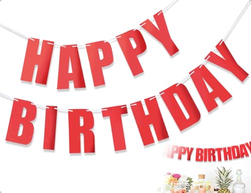 AOYEGIC Happy Birthday Girlande,Aufhängen Geburtstag Banner,Wimpelkette,verwendet für Frauen Erwachsene und Kinder Party Dekoration Feier Jubiläum Hochzeit(Rot)