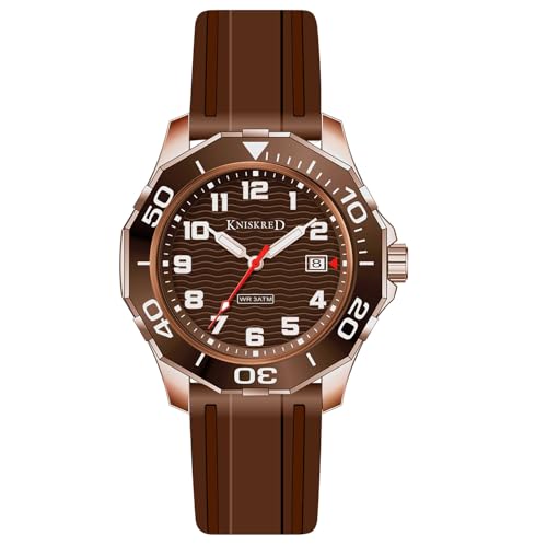 KNISKRED Reloj Deportivo Hombre con Esfera de Fácil Lectura y Correa de Acero Inoxidable o Silicona, Resistente al Agua (Marrón Oro Rosa) KNISKRED Reloj Deportivo Hombre con Esfera de Fácil Lectura y Correa de Acero Inoxidable o Silicona, Resistente al Agua (Marrón Oro Rosa)