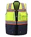 SHINE BRIGHT SV544NV | Premium Surveyor's High Visibility Safety Vest | 2 Tone Lime/Navy Blue with Reflective Strips |ANSI CLASS 2 |Soft and Breathable |Heavy Duty Zipper Front |Size Medium