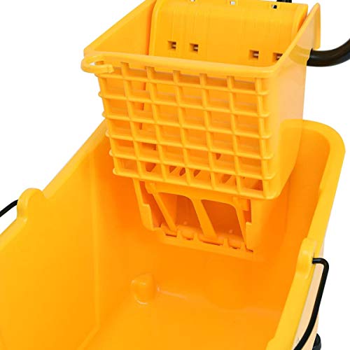 Image of Nightcore Commercial Mop Bucket and Side Press Cleaning Wringer Portable Trolley On Wheels,All-in-one Tandem Floor Cleaning,Wavebrake. Ideal for Household,Commercial (34 Quart)