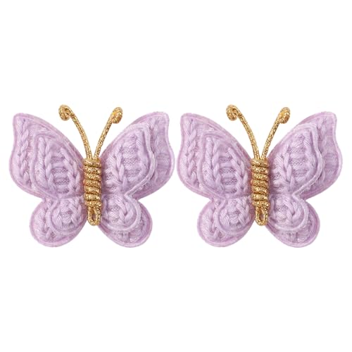 Wistamik Pack of 2 hair bows girls. Kids’Fashionable Artificial Butterfly Hair Clips (purple)
