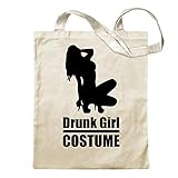 Kiwistar - Baumwolltasche - Natur - Drunk Girl Costume GoGo - Tragetasche Stoffbeutel Umhängetasche Langer Henkel