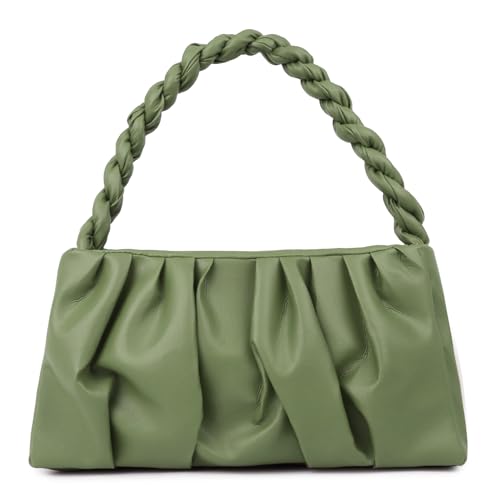 Image of GreenTextured Structured Handheld Bag ll Women's Western Casual Solid Zip Handheld Bag | Ideal for Office, College & Everyday Use Tote Bags for Women Soft Leather Clutch Purses for Women.