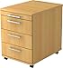 Produktbild bümö® Rollcontainer in Buche mit 3 Schüben und Schreibwaren Schublade | Bürocontainer aus Holz | Tischcontainer mit Rollen | Büro Container für Ihren Schreibtisch