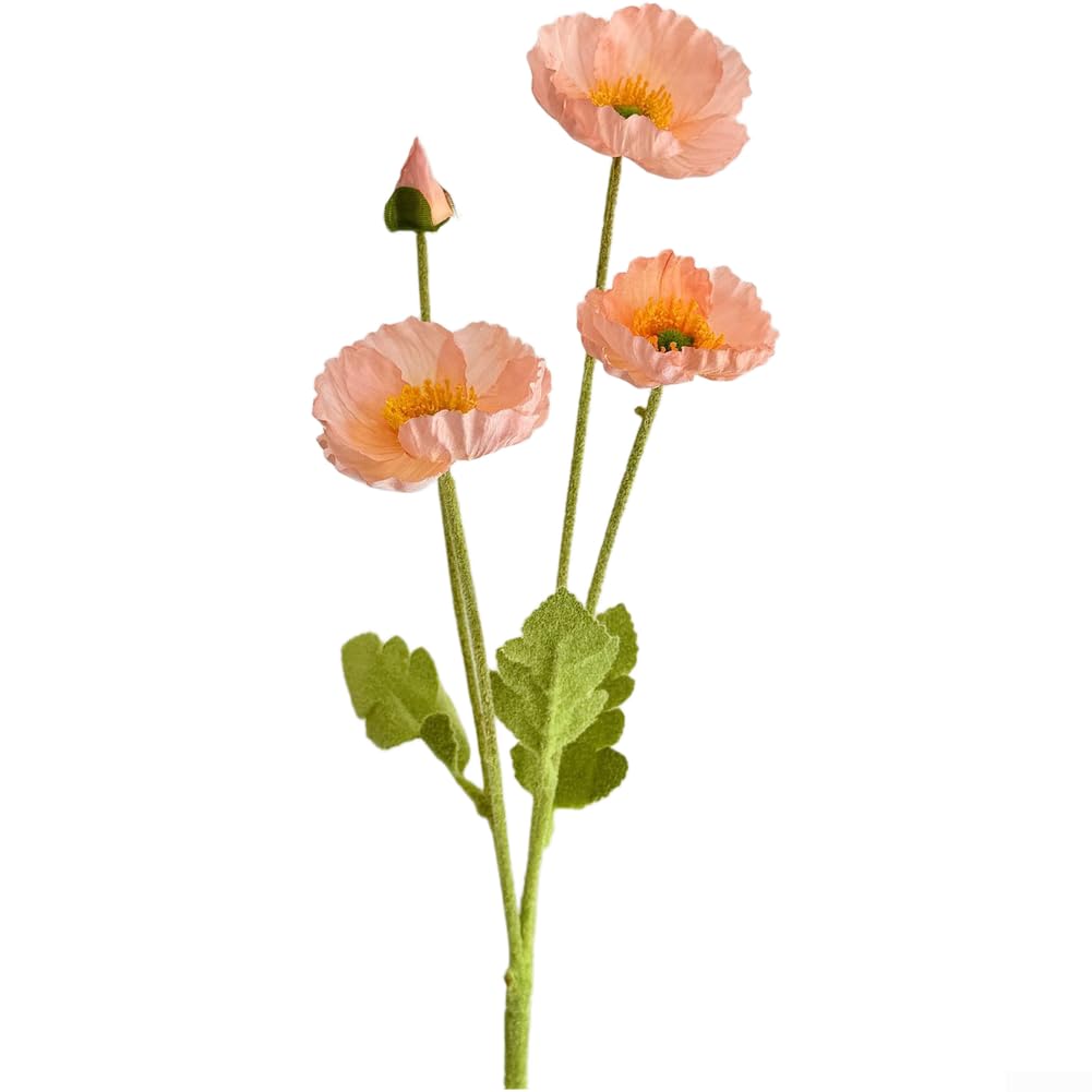 Ramo de flores artificiales de seda que no se marchita, arreglo realista rosa coral