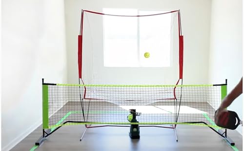 Teknigoo Tennis Maschine Mit Netz (12lb),Pickle bällewurfmaschinen Set für selbsttraining,Anfänger/Kinder/Trainer/Zuhause/Gericht, für alle Stufen/Alter,AC&Batterie&USB-Kabel