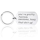 PLove Inspiration Gift Keychain for Women Men Couple Keychain Present for Him Her You Are Pretty Fucking Awesome, Keep That Shit Up Key Ring Jewelry for Birthday, Anniversary, Valentine, Christmas, Silver, Medium
