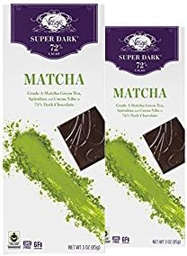 Vosges Haut-Chocolat Super Dark Matcha Green Tea & Spirulina, Pack of 2, 3oz Bars