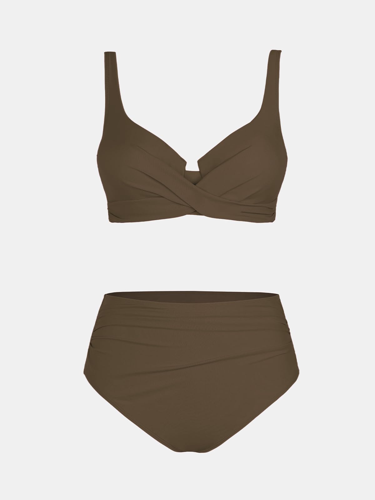 CUPSHE Ensemble bikini femme, style croisé, à effet portefeuille, push-up, taille haute, maillot de bain, 2 pièces