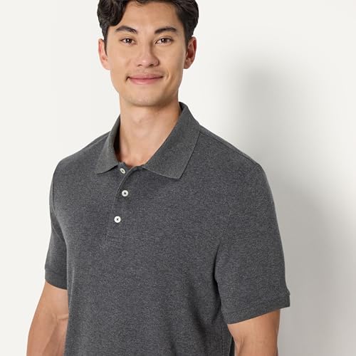 Amazon Essentials Men's Regular Fit Interlock Polo Shirt, Charcoal Heather, X-Large by Amazon Essentials - Used condition - Image 4