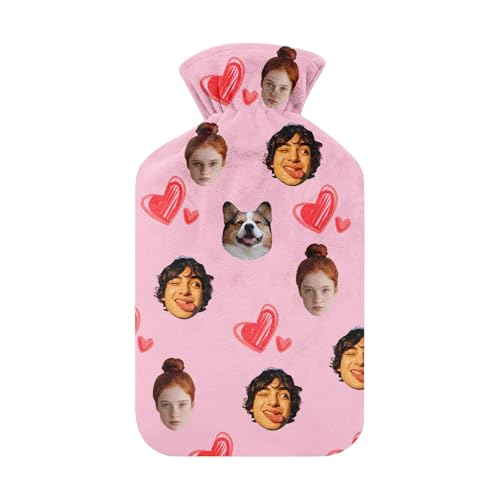 Personalised Hot Water Bottle with Cover UK for Adults 2L,Cu