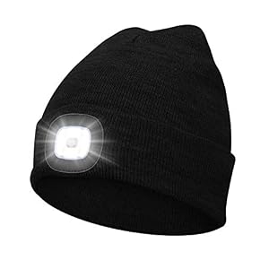 MISERWE Mütze mit Licht Unisex Mütze mit LED Licht USB Wiederaufladbar Laufmütze Alpenmütze Geschenke für Männer und Frauen Teens