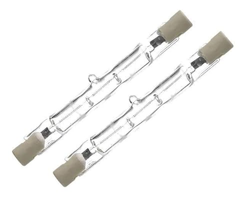 Zunesha Pack of 2 Lighting 120W = 150W Eco Halogen R7s Light Bulbs J78, 78mm, J118 118mm Length Energy Saving Linear Halogen Floodlight Security, 2250 Lumen (J78 (78mm))