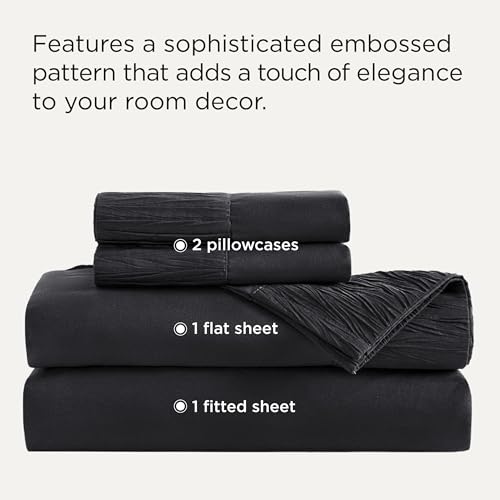 Image of Bedsure Full Size Sheets - 4 Pieces Soft, Breathable, Cooling Bed Sheets | Hotel Luxury Bedding, Oeko-Tex , Easy Care, Deep Pocket, Fade Resistant, Shrink Resistant, Sturdiness, Emboss Design