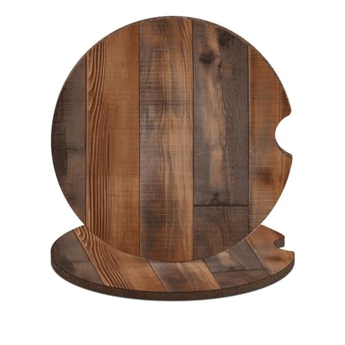 Portavasos universales de madera marrón para auto, 2 unidades miniatura 1
