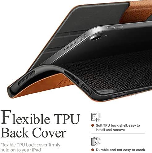 AUAUA Case for iPad 10th Generation 2022, 10.9 inch Case with Pencil Holder, Auto Sleep/Wake, Adjustable Stand, Anti-Fingerprint PU Leather (Brown)