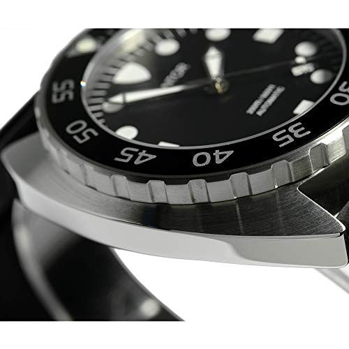 Pantor Nautilus Dive Watch - 200M Diver Watches For Men With Automatic Movement, Rotating Bezel, Sapphire Crystal And Rubber Strap Diving Watch(Black) #TOP2