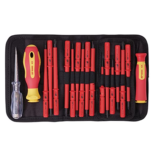 Draper XP1000 18 Piece Precision Screwdriver Set | VDE Dual Insulated Interchangeable Blade | Electrical Tool Driver Set | Hand Tools Set | 05776
