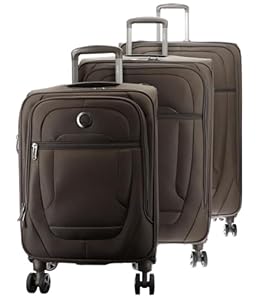 DELSEY PARIS - HELIUM DLX - Set of 3 Ultra Light Expandable Luggage Soft Suitcases - Cabin Luggage 55cm Medium Suitcase 71cm - Mocha - Large Size Suitcase 83cm - Moka