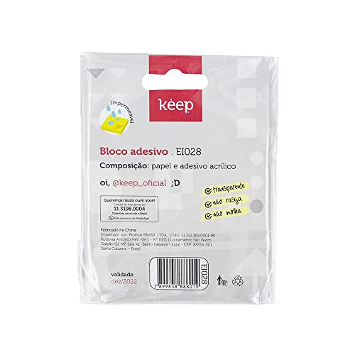 Bloco Adesivo Pet Transparente 75X75mm 50Fls Keep - EI028