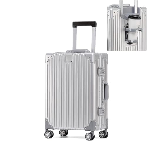 Quivora‌ 20 Zoll Aluminium Trolley Silber mit Getränkehalter