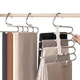 Grucce Pantaloni Salvaspazio 5 in 1 in Acciaio Inossidabile – Appendiabiti Antiscivolo per...