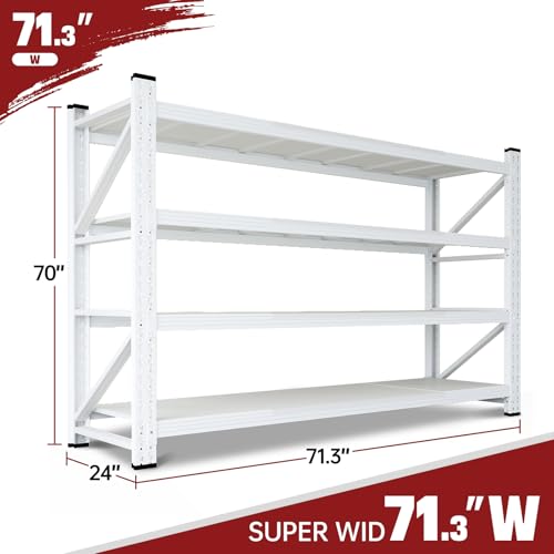 Image of RAVIGIN 5000LBS Storage Shelves,71 inch W Garage Shelving Heavy Duty Metal Adjustable Garage Shelves, Shelving Units Industrial Shelving for Warehouse,71 inch W x 24 inch D x 69 inch H,White