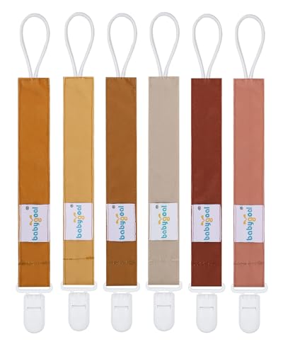 Image of babygoal Neutral Pacifier Clips, 6 Pack Binky Paci Holder Leashes Fits for Most Baby Pacifiers and Binkies