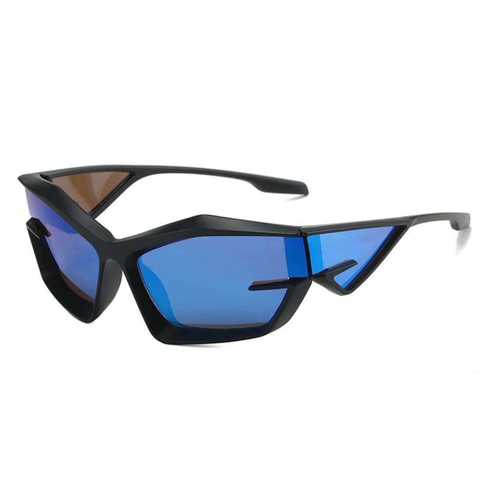 HYLLEHYLLE Y2K Wrap Around Sunglasses for Men Women Trendy Design Futuristic Sports Fashion Eyewear