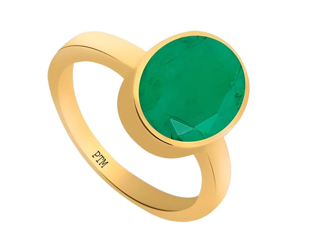 ptm Panchdhatu (5 Metals) Emerald (Panna) 7.25 Ratti or 6.5 Cts Certified Gemstone 22 k Gold Plated Ring for Men & Women-picture-28