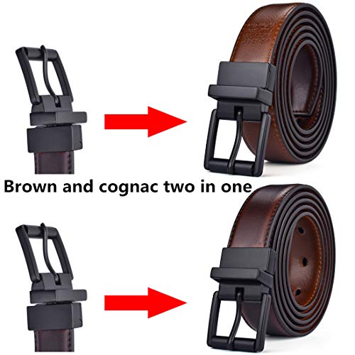 Image of Beltox Men's Belt Dress Casual Reversible Leather 1.1 inch w Roller Buckle Rotated