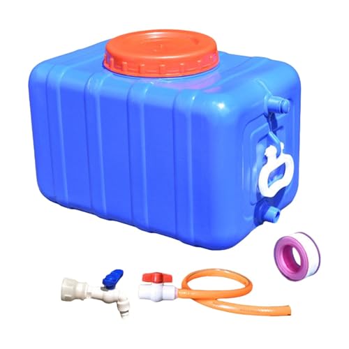 Lljsszr Tanque de Almacenamiento de Agua con Grifo Y, Y Grueso, Garrafa de Agua Grande, Cubo de Almacenamiento Horizontal para Camping, COC, Azul 27.5 Kg