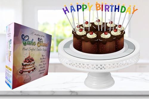 Image of Non Revolving Round Cake Stand Pedestal 9 inch Diameter (Top), Strong Metal (White)