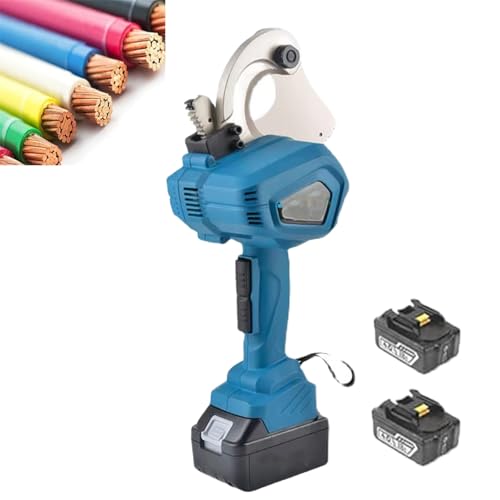 Cortador de cables eléctrico hidráulico inalámbrico con 2 baterías y cargador, herramienta de corte profesional alimentada por pilas para cables de aluminio y cobre