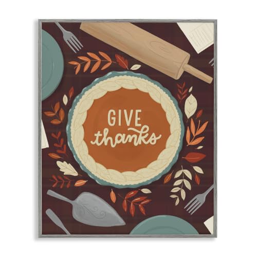 Give Thanks Kitchen Utensils Pattern, 24 x 30 Inch Framed Giclée Print