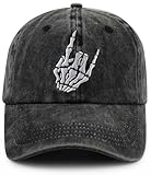 Skeleton Decor Gifts for Men Women, Skeleton Hand Finger Hat, Skull Baseball Cap, Funny Halloween Christmas Birthday Gifts for Musicians Guitar Player