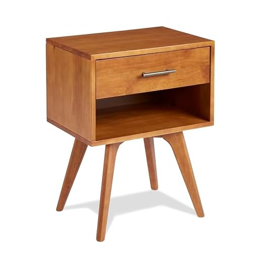 Solid Wood Mid Century Nightstand - Durable Design